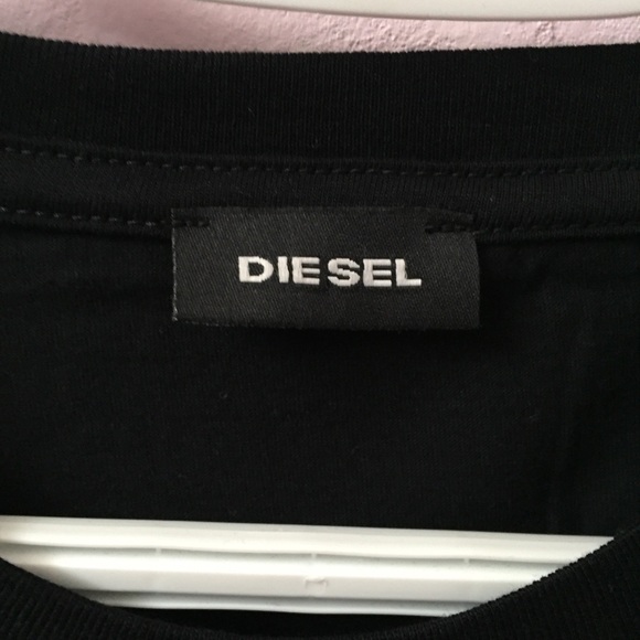 Diesel Midnight Black Tee Shirt Faded Out Logo Italian Muscle Fit NWT Diego Brok - Picture 9 of 11